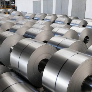 Cold rolled steel coils in warehouse