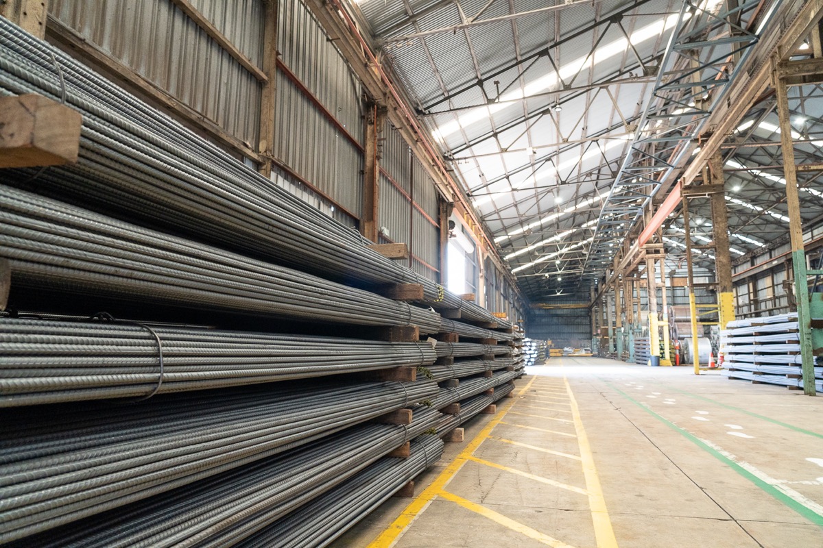 Rebar bundles in warehouse