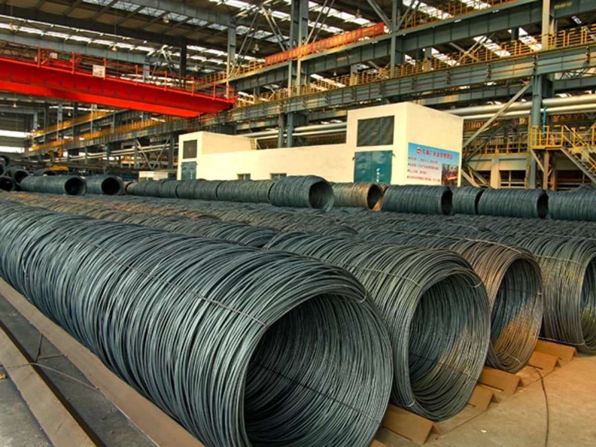 Wire rod coils in workshop
