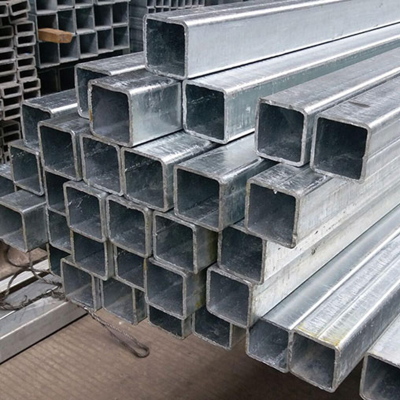 Square galvanized tube end close view