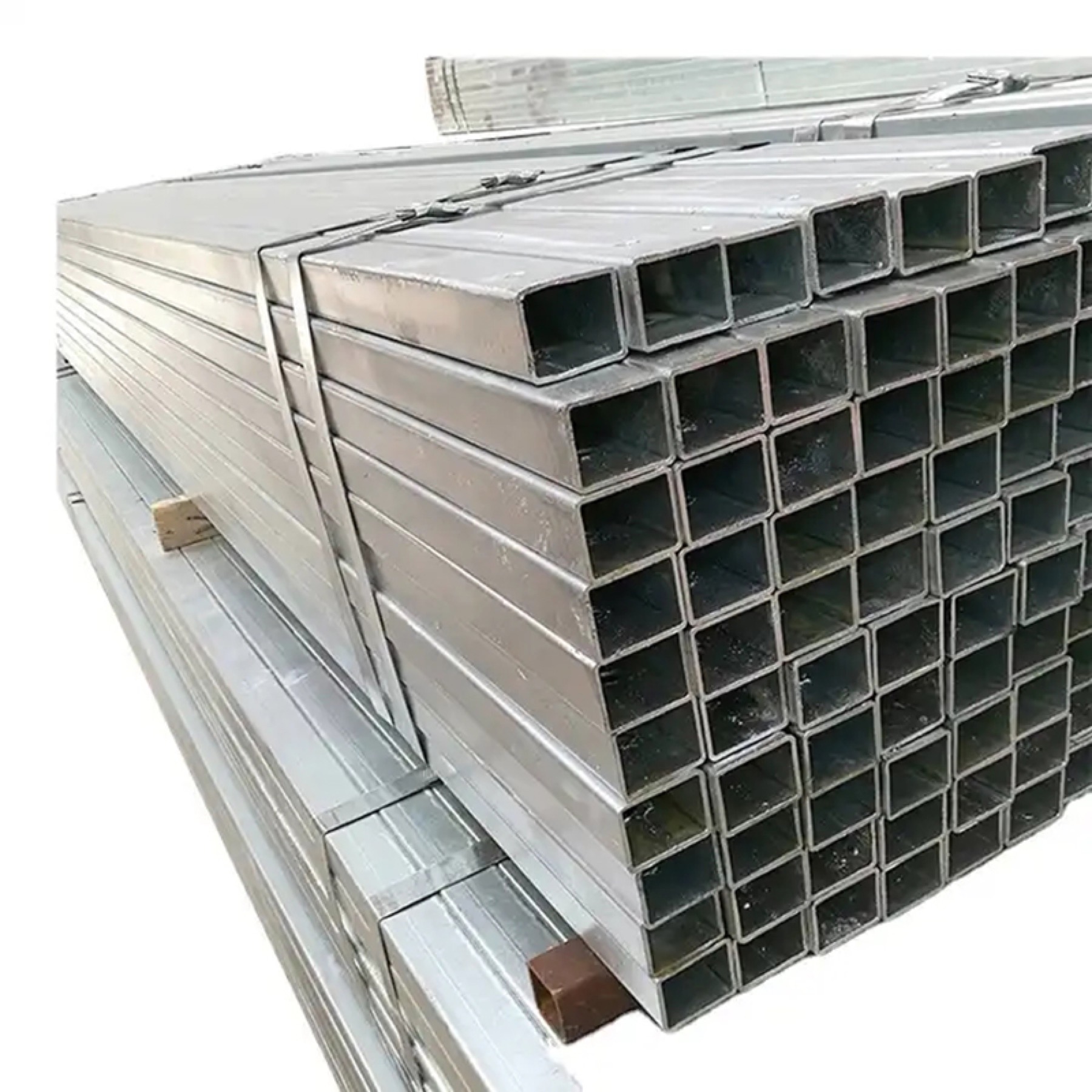 Galvanized square hollow section bundle close view